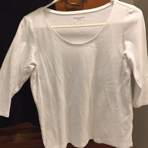 Eileen Fisher 100% cotton white 3/4 Sleeve shirt